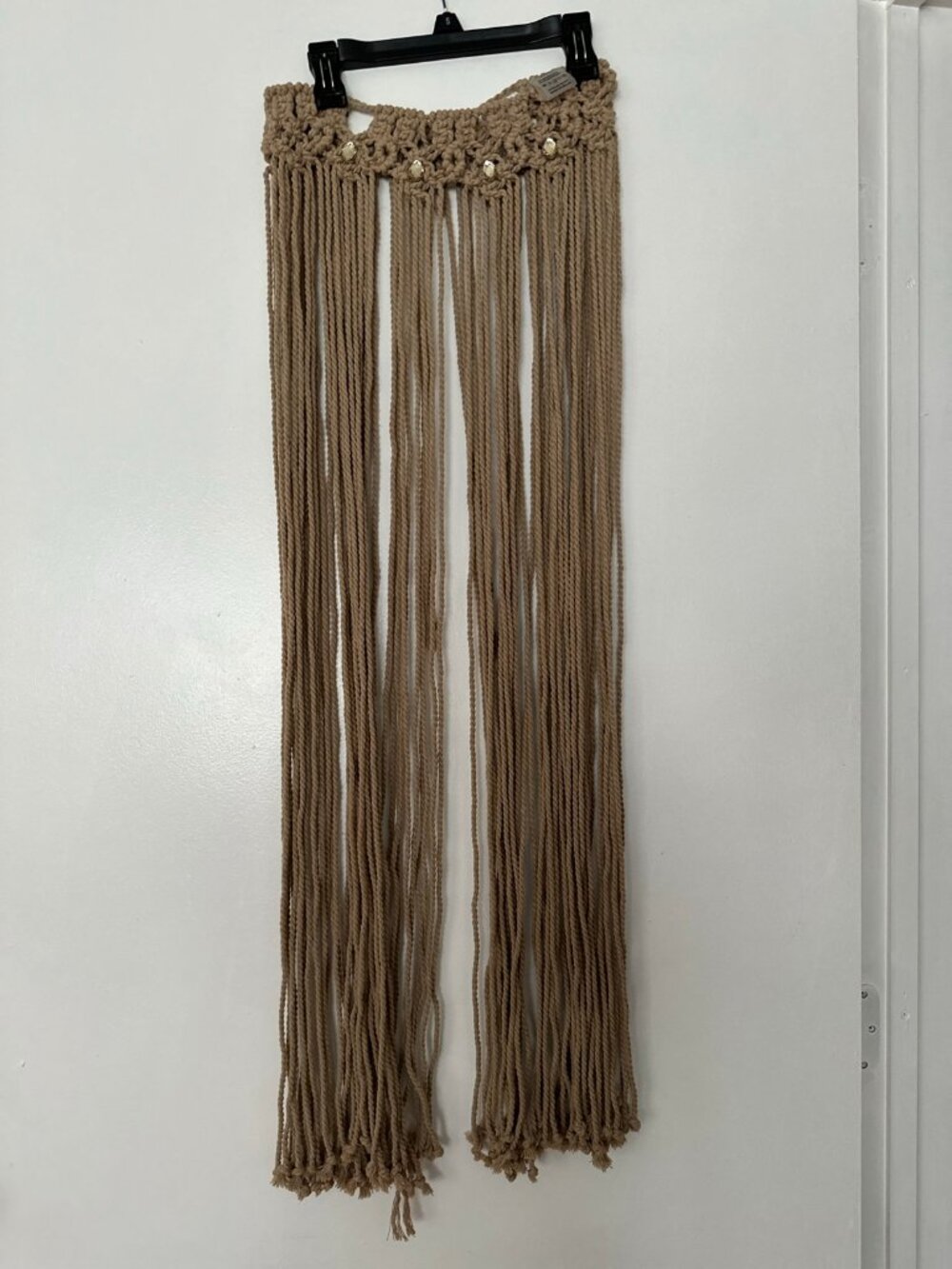 Tailor Made Greek Macrame Fringe Skirt Beige Crochet Beach Cover Up Crystal